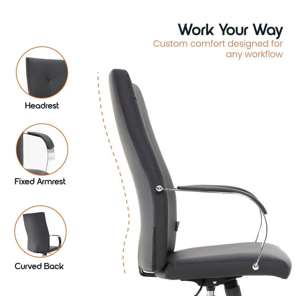 Sonora Modern High-Back Leather Office Chair. Picture 12