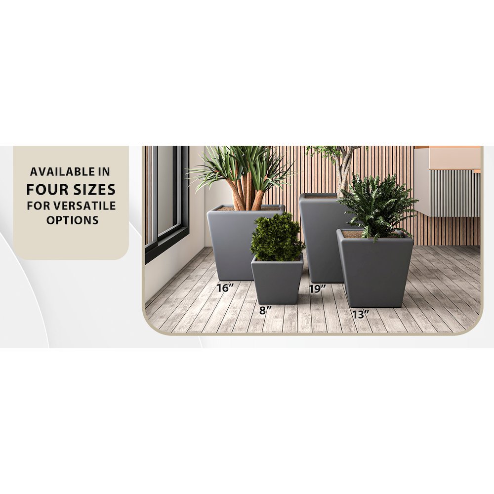 Blossom Series Poly Stone Planter in Dark Grey 17 Dia, 16 High. Picture 5