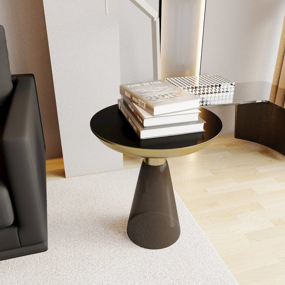 Hyalus Collection Glass Side table in Smoke. Picture 5