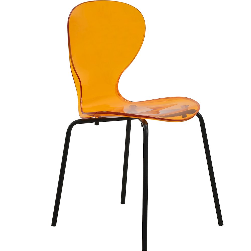 Modern Oyster Transparent Side Chair in Black Base. Picture 3
