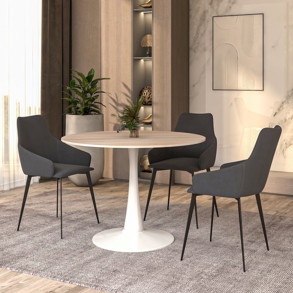 Bristol 40" round dining table White base with marbled MDF top. Picture 6