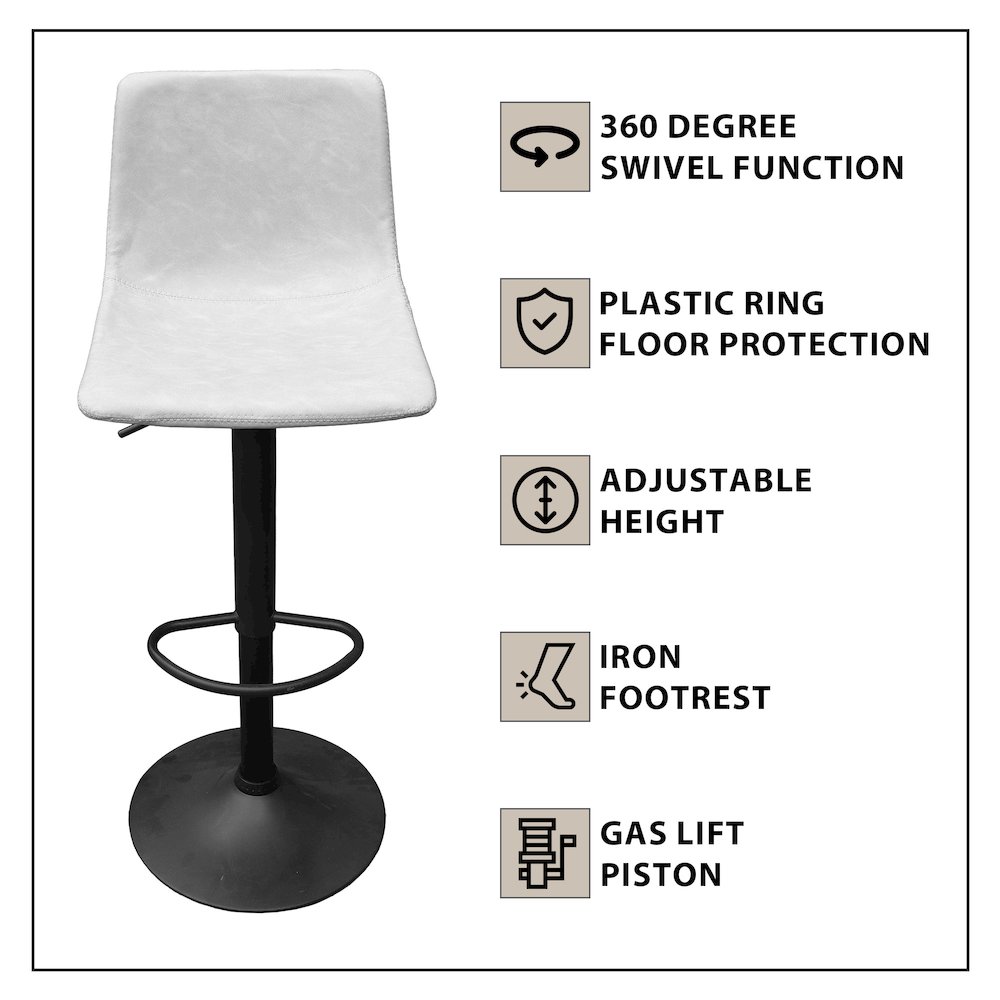 Tilbury Modern Adjustable Bar Stool in Light Grey. Picture 21