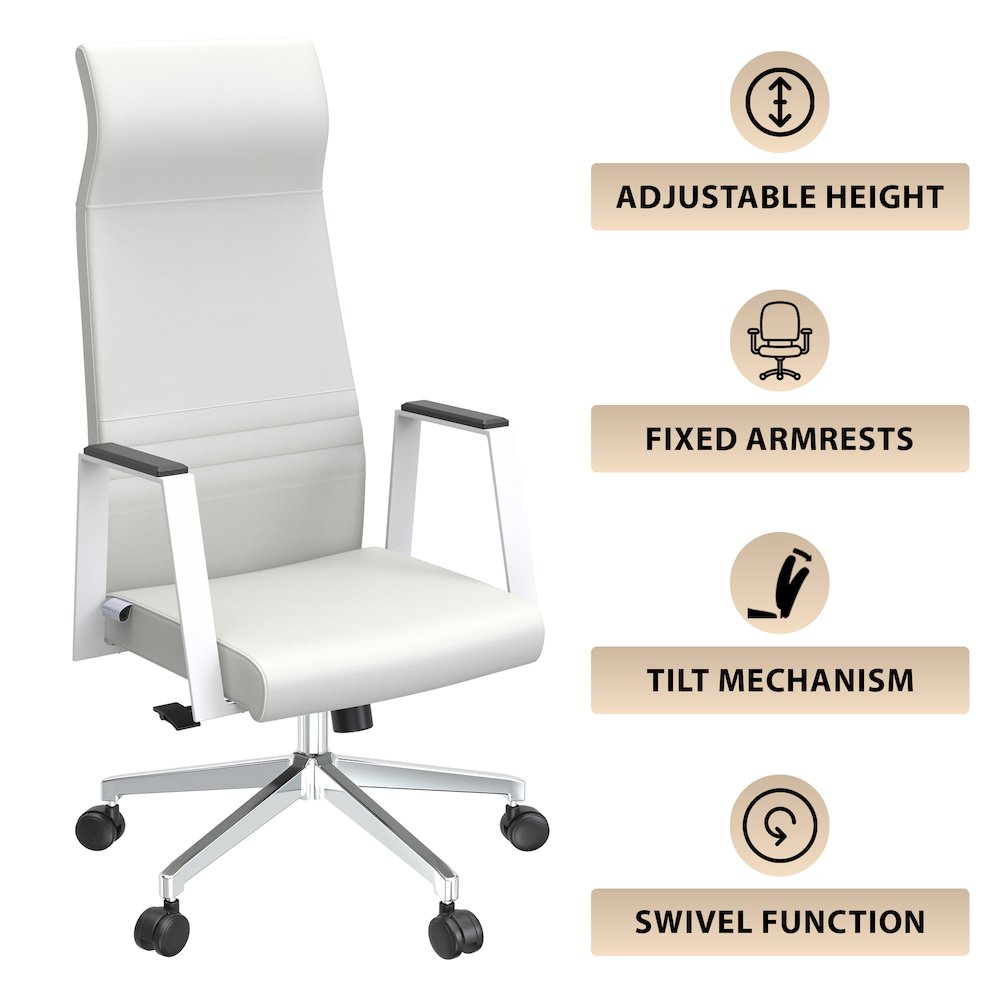 Aleen High-Back Office Chair in White. Picture 3