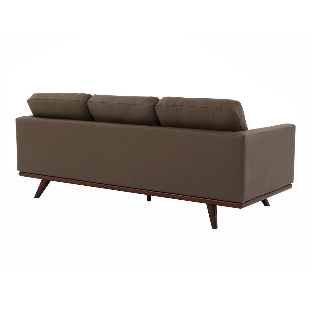 Chester Modern Faux Sofa in Taupe Leather. Picture 11