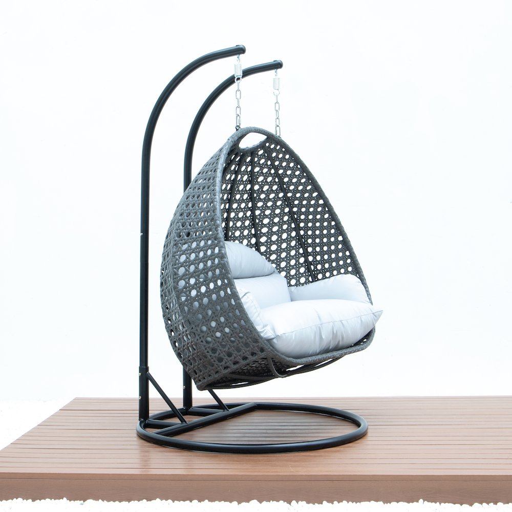 Charcoal Wicker Hanging 2 person Egg Swing Chair. Picture 6