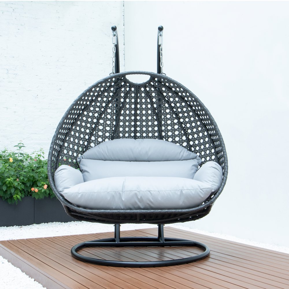 Charcoal Wicker Hanging 2 person Egg Swing Chair. Picture 2