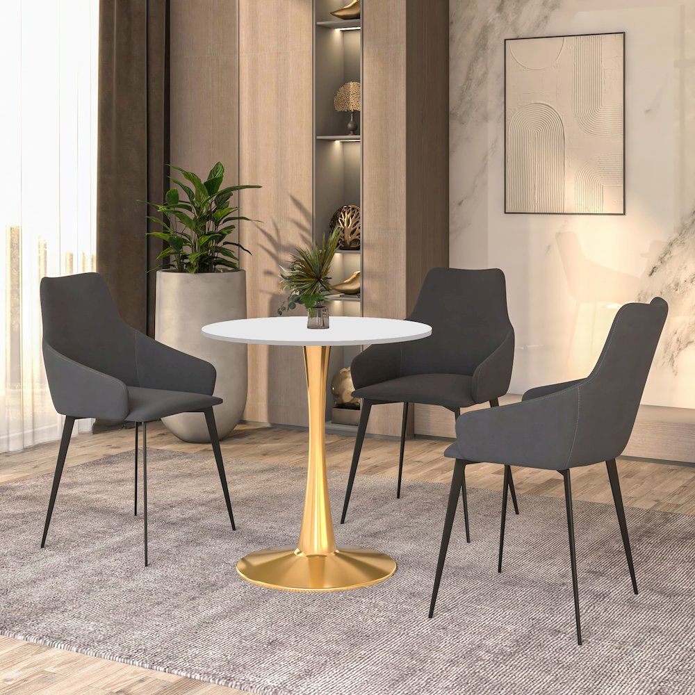 Bristol 27" round dining table Gold Base With White Top. Picture 20