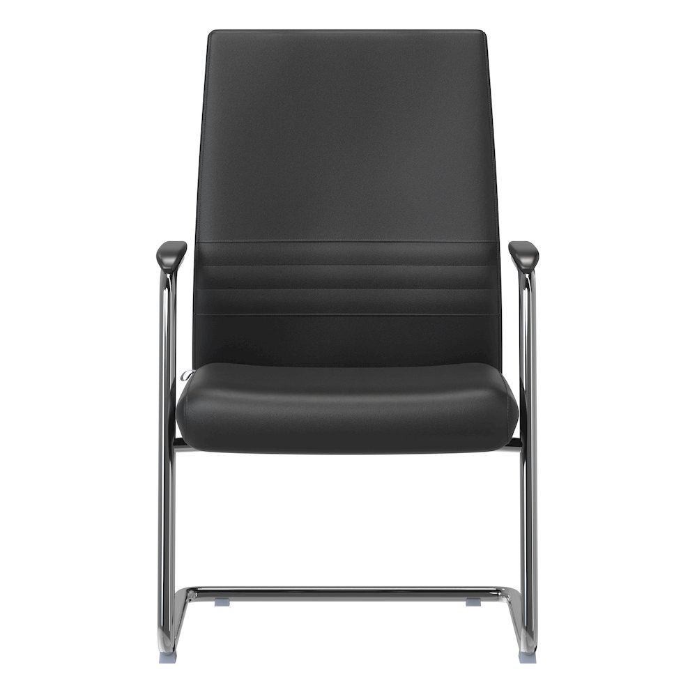 Aleen Series Guest Office Chair In Black Leather. Picture 23