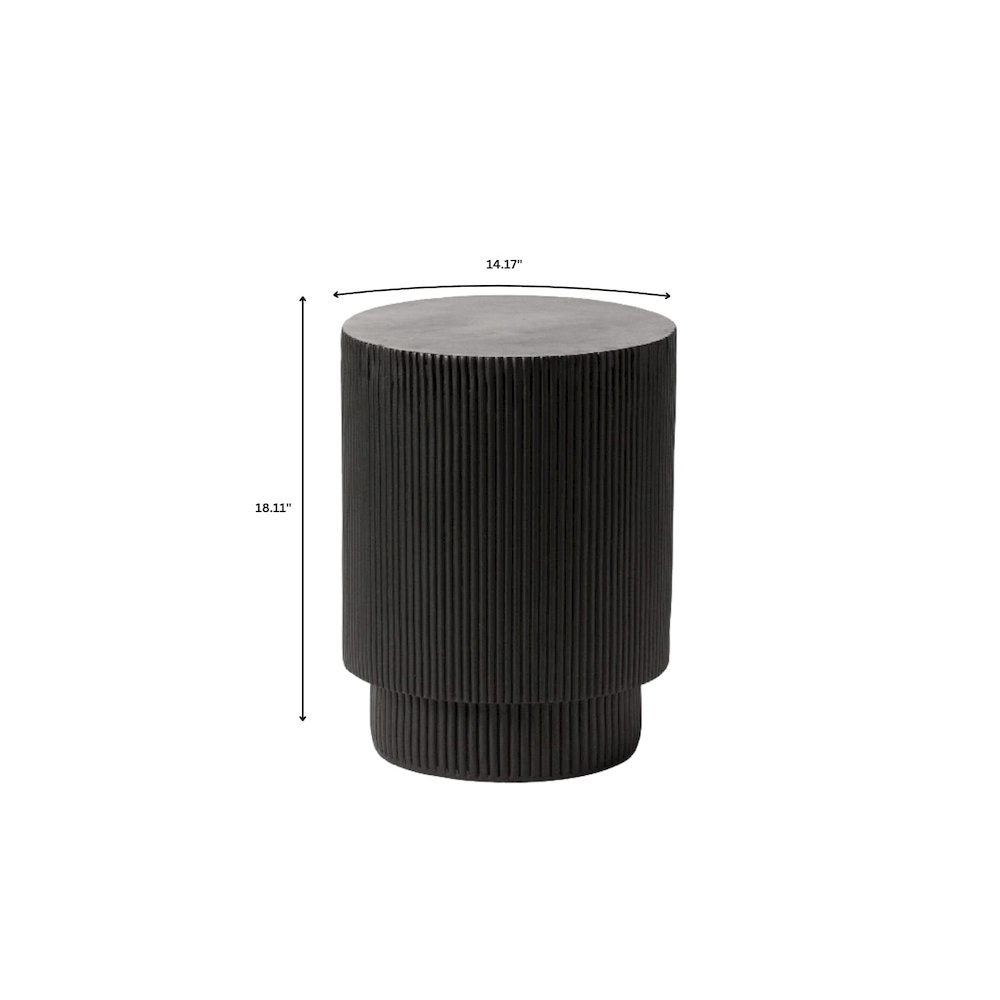 Eden Collection Fiberglass Outdoor Side Table in Black. Picture 14