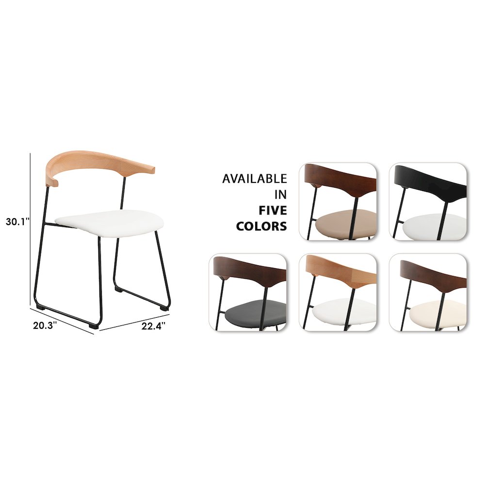 Lyra Collection Modern Chair in Natural Wood back and White Seat. Picture 6