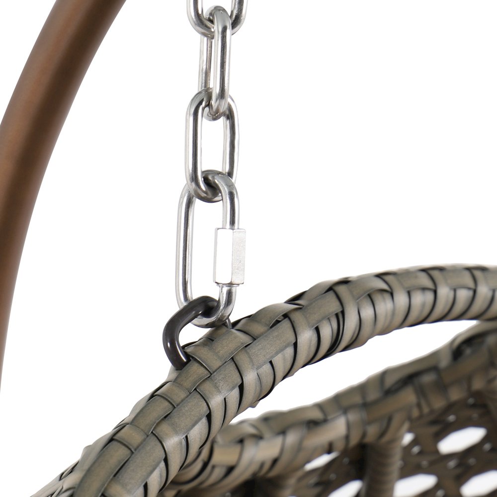 Beige Wicker Hanging 2 person Egg Swing Chair. Picture 12