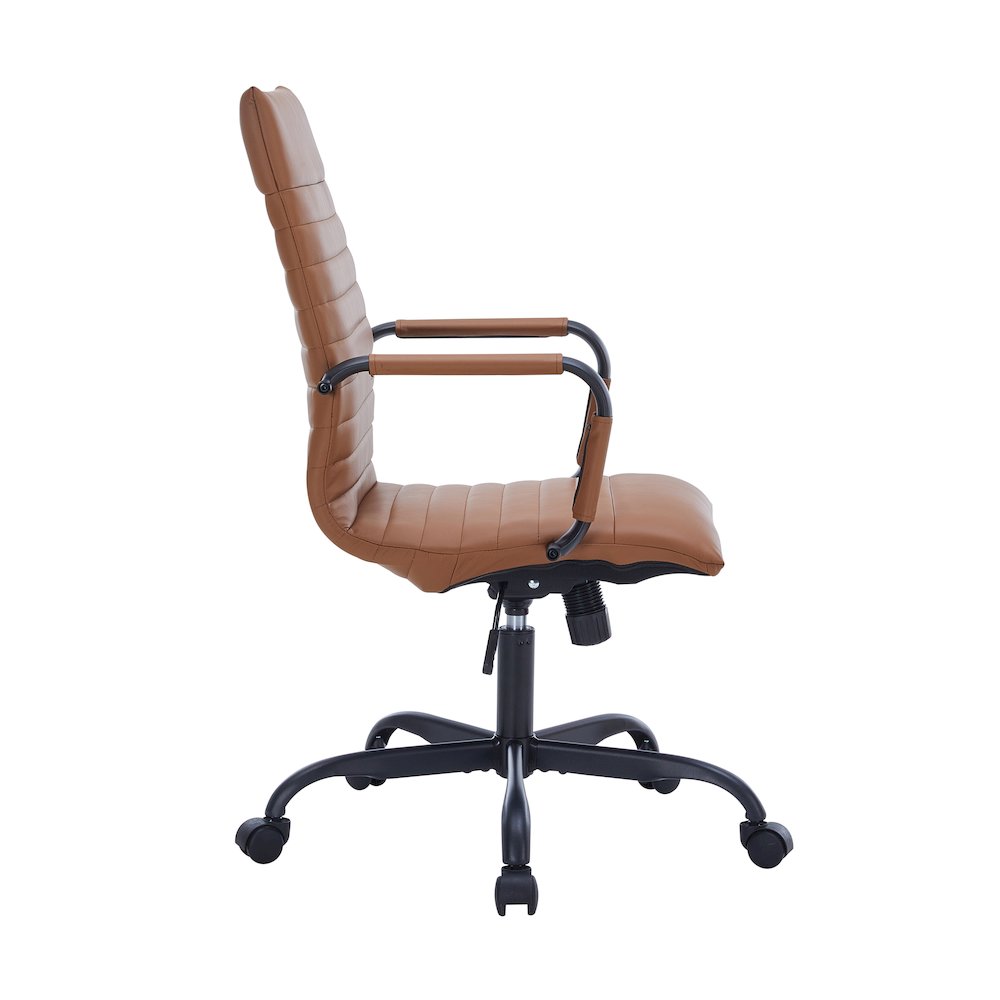 Harris Leather Home High-Back Office Chair in Light Brown With Black Frame. Picture 7