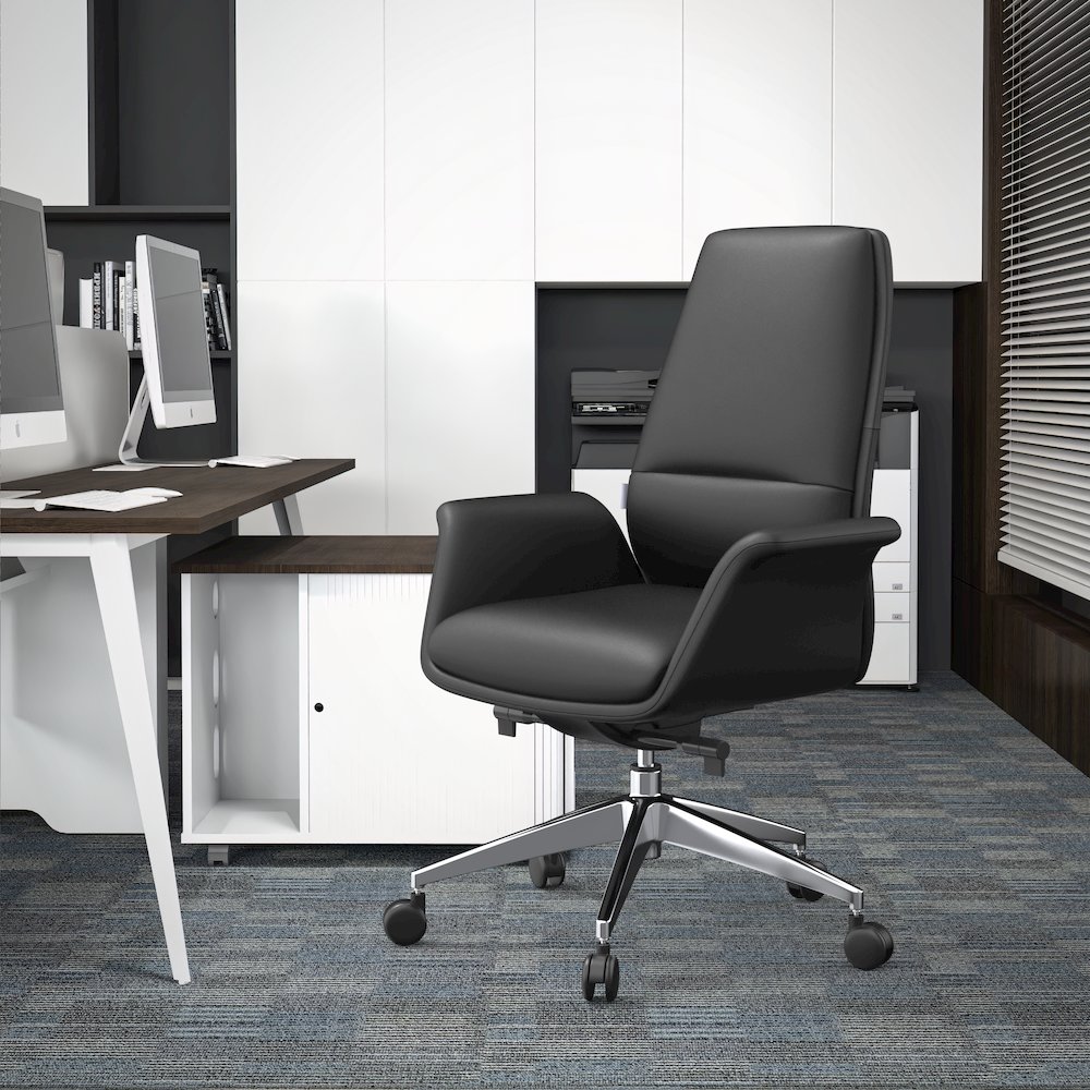 Summit Series Office Chair In Black Leather. Picture 9