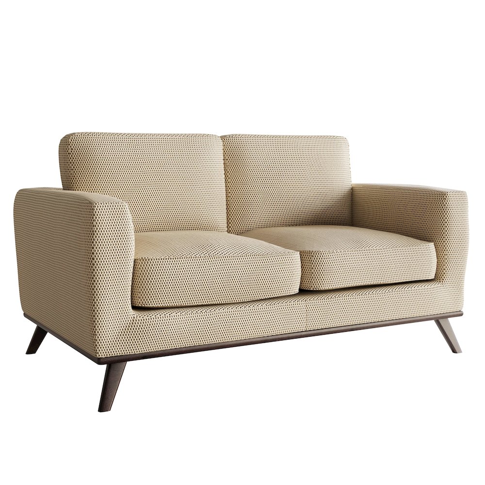 Chester Modern Faux Leather Loveseat in Beige Mesh. Picture 1
