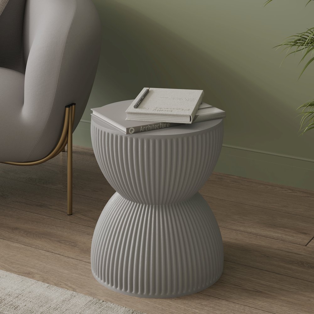 Modern Side End Table Spire Series In Grey. Picture 7