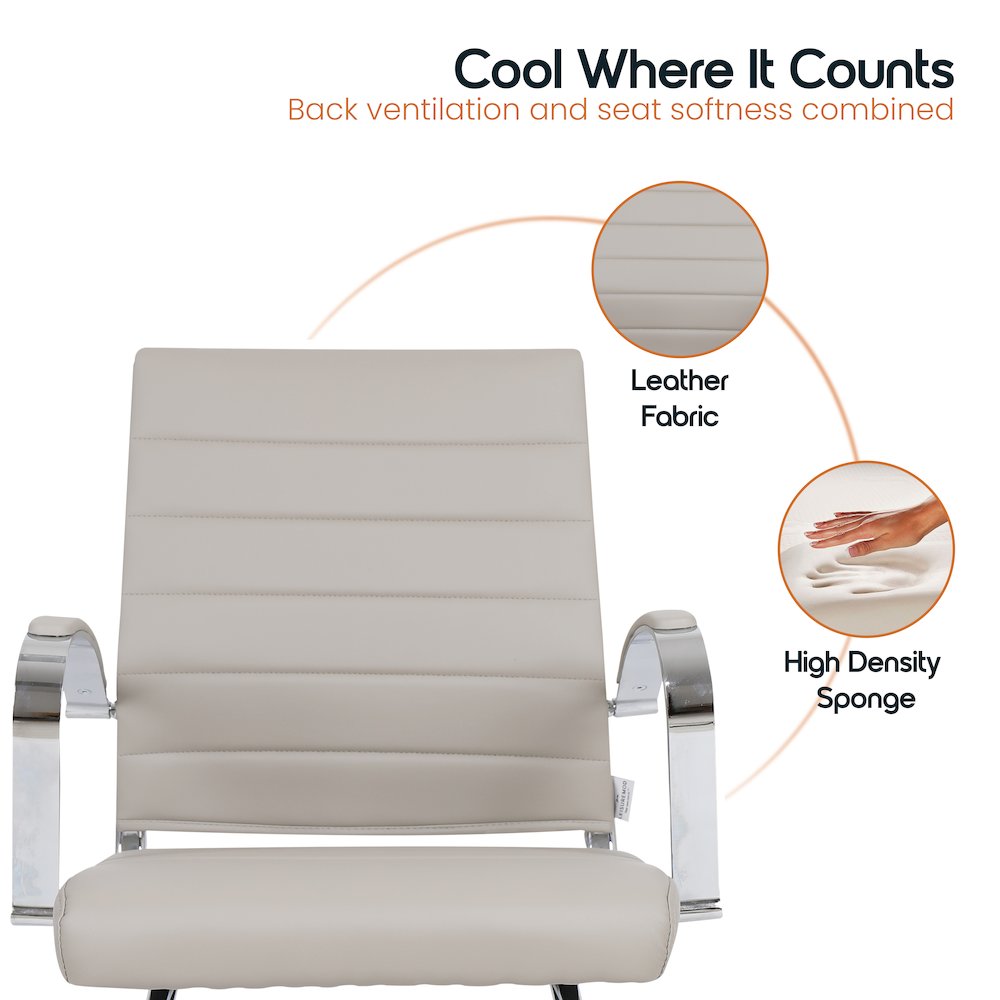 Benmar Home Leather Guest Office Chair in Tan. Picture 20
