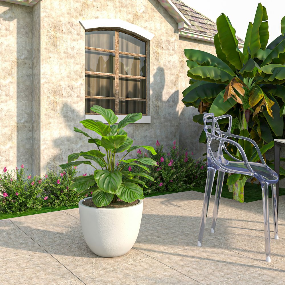 Dahlia Series Poly Stone Planter in White 17.5 Dia, 13.6 High. Picture 10
