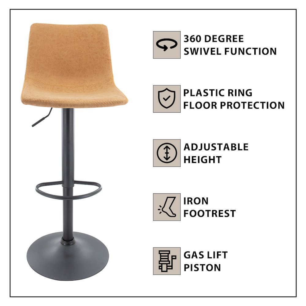 Tilbury Modern Adjustable Bar Stool in Light Brown. Picture 17