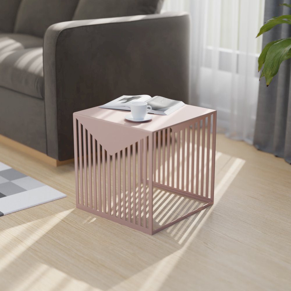 Cisco Modern Square Steel Side Table with Powder Coated Finish. Picture 1