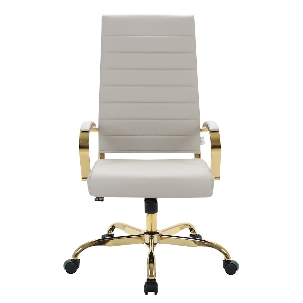 Benmar High-Back Leather Office Chair With Gold Frame. Picture 10