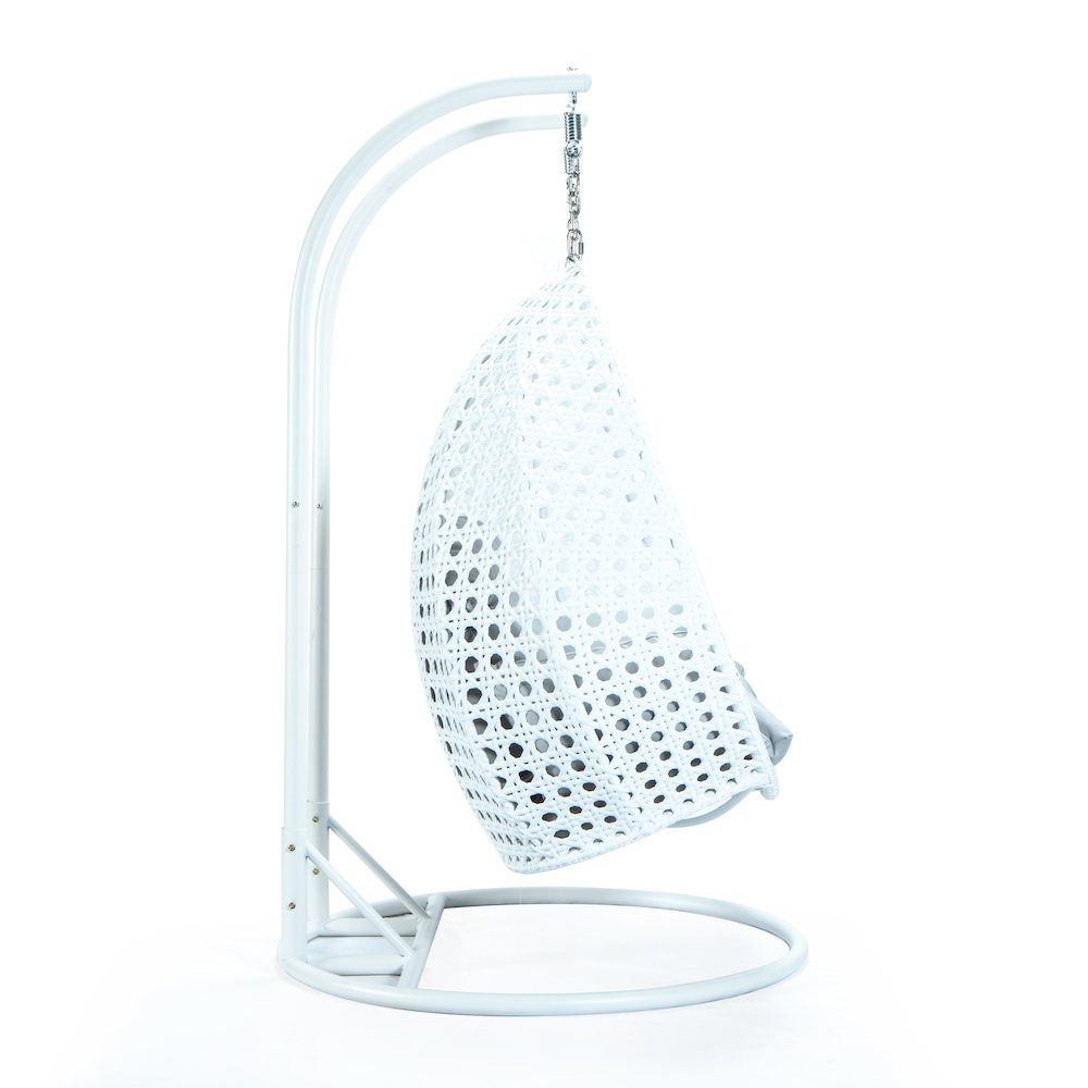 White Wicker Hanging 2 person Egg Swing Chair. Picture 4