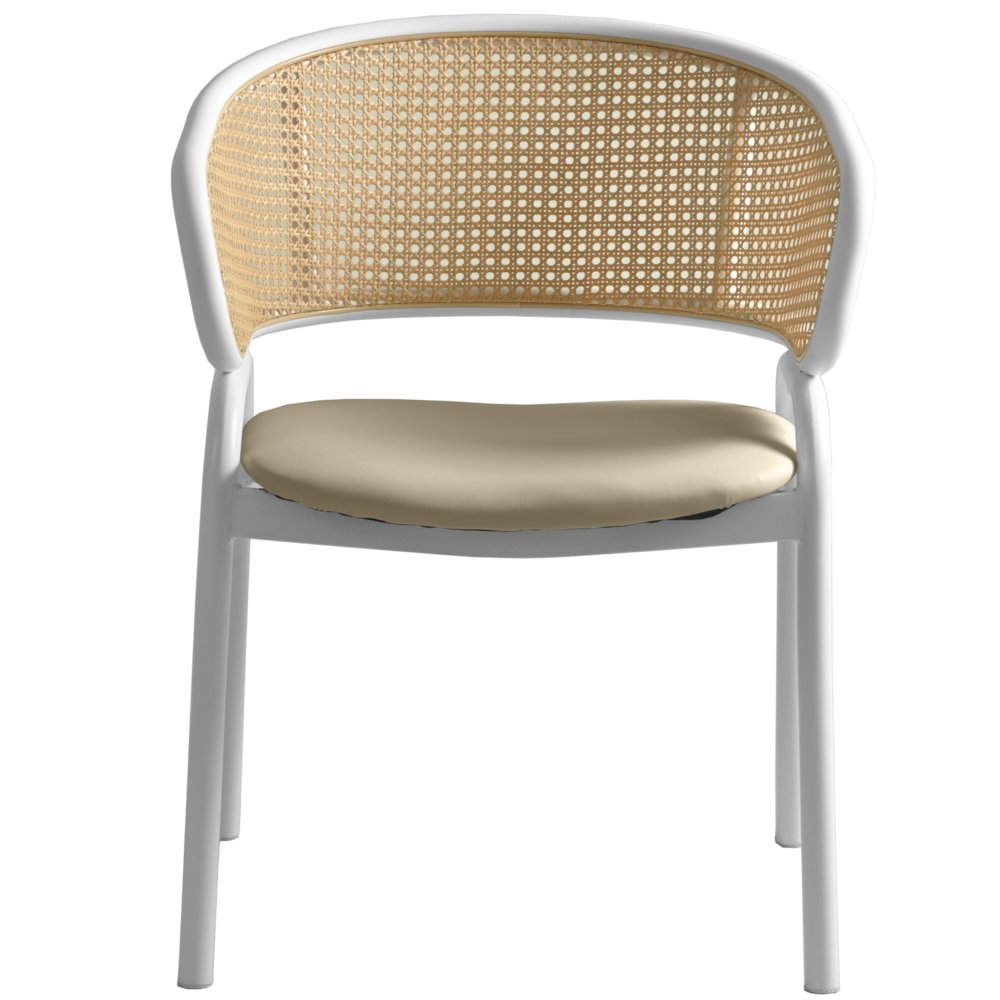 Ervilla - Dining Chair - White frame in Taupe Leather. Picture 7
