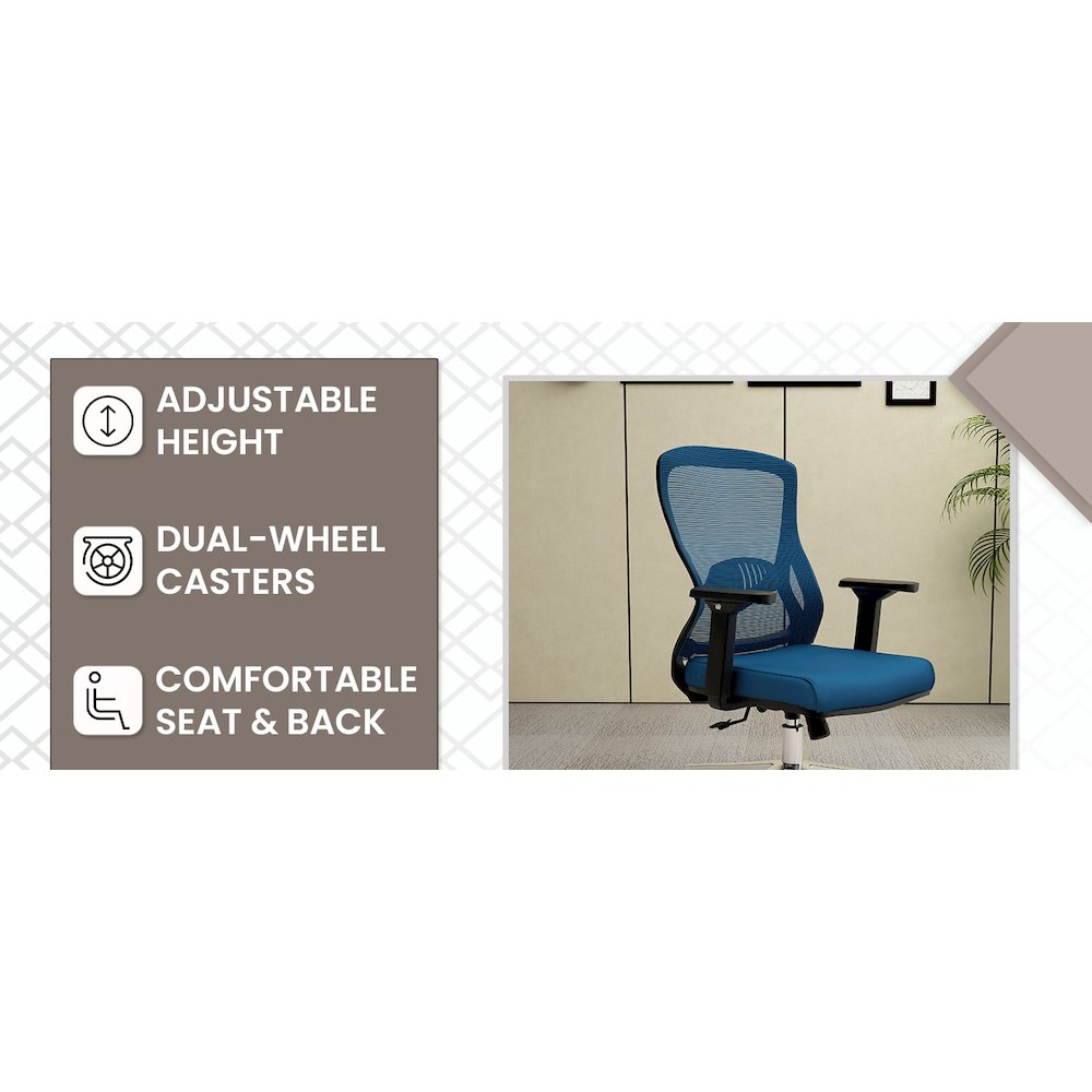 Office Adorit Series Office Task Chair In Blue. Picture 3