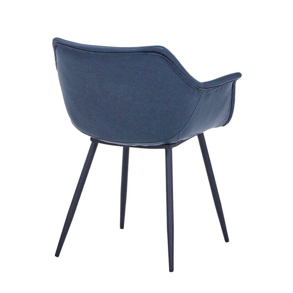 Markley Modern Leather Dining Arm Chair With Metal Legs. Picture 6