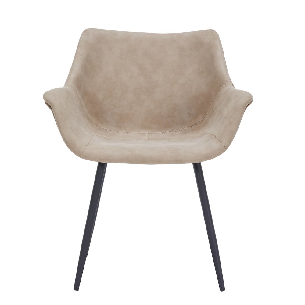 Markley Modern Leather Dining Arm Chair Set of 2 in Taupe. Picture 14