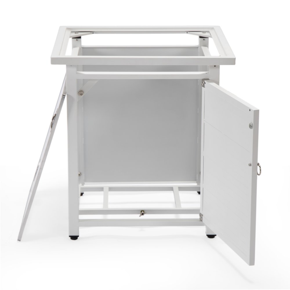Walbrooke White Patio Square Tank Holder with Slats Design in White. Picture 4
