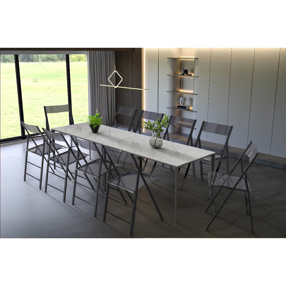 Menno Modern Acrylic Folding Chair Black Frame With Trans Black Seat. Picture 3