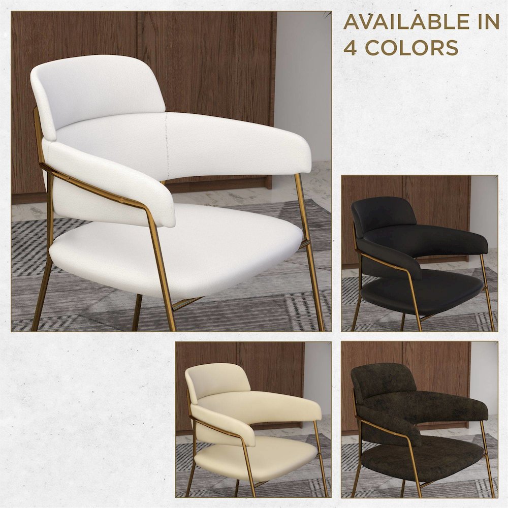 Axis Collection Modern Gold Dining Chair in White - Set of 2. Picture 6