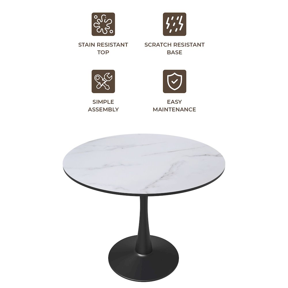 Bristol 31" round dining table Black base with marbled MDF top. Picture 14