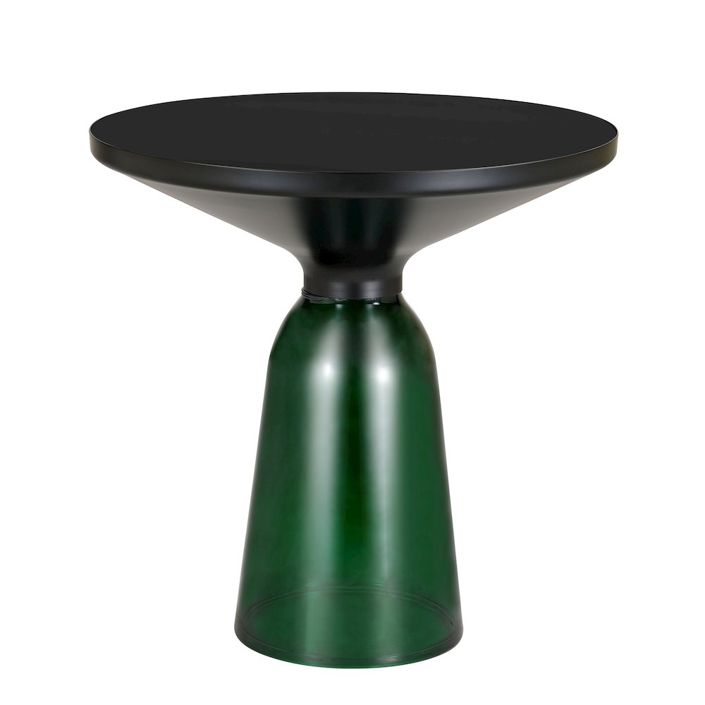 Tully Collection Glass side Table Green glass, Black Rim with Black Glass top. Picture 5