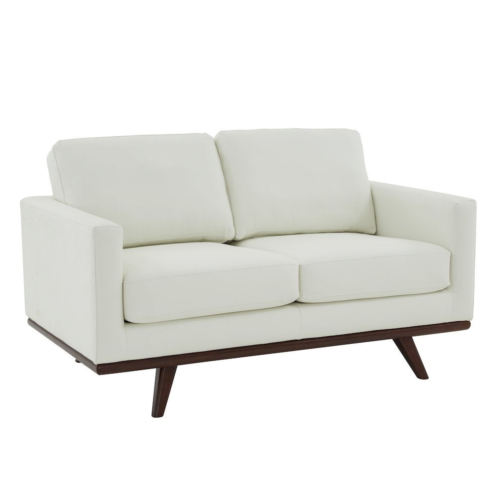 Chester Modern Leather Loveseat With Birch Wood Base. Picture 1