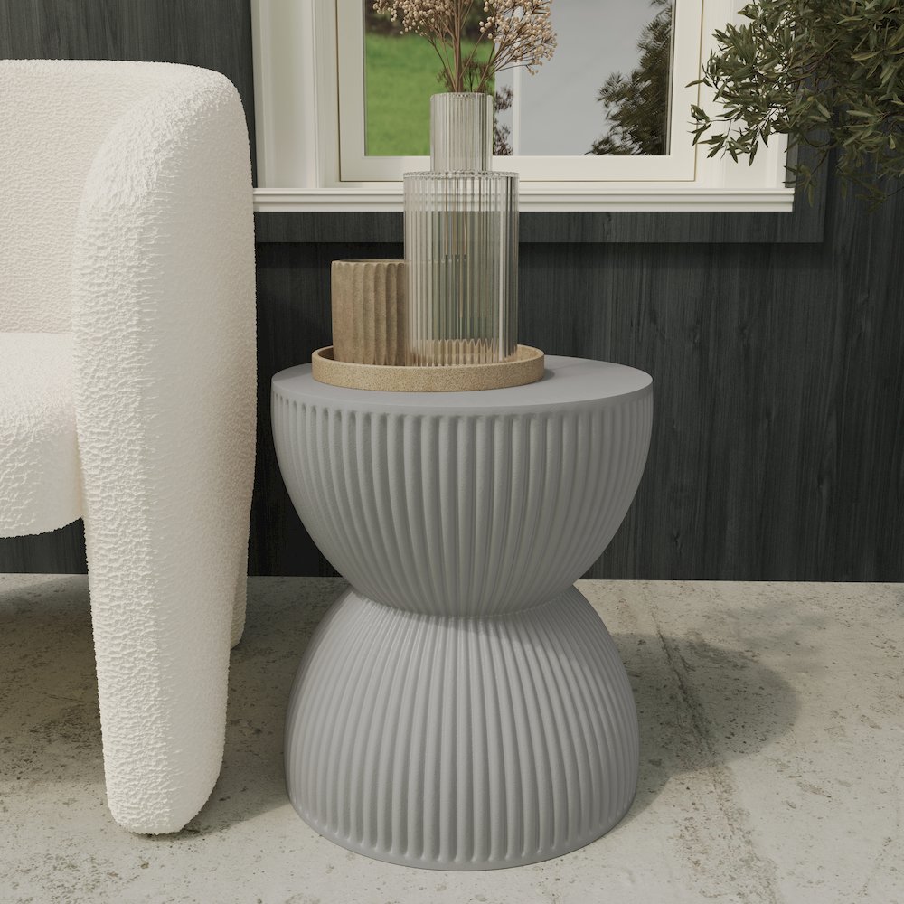 Modern Side End Table Spire Series In Grey. Picture 9