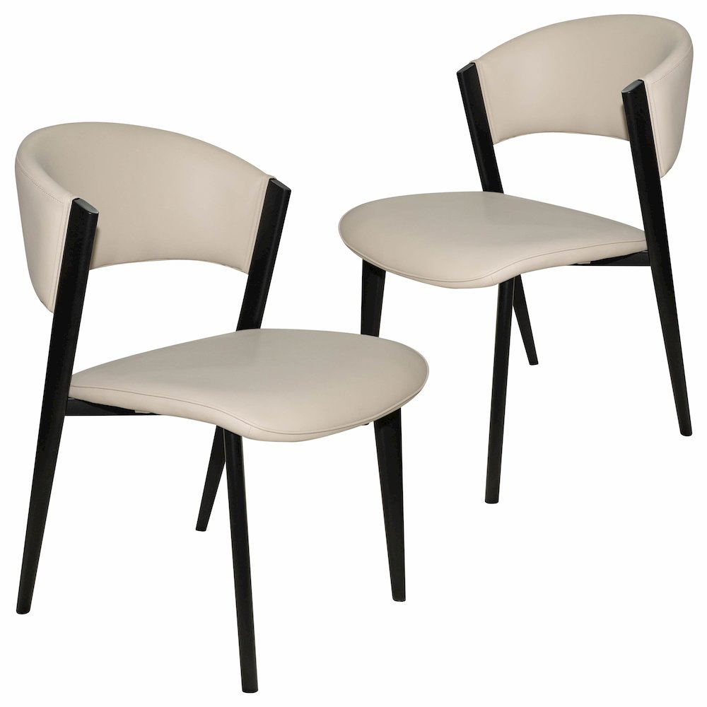 Aspen Collection Modern Dining Chair Black Frame in Light Grey Set of 2. Picture 2