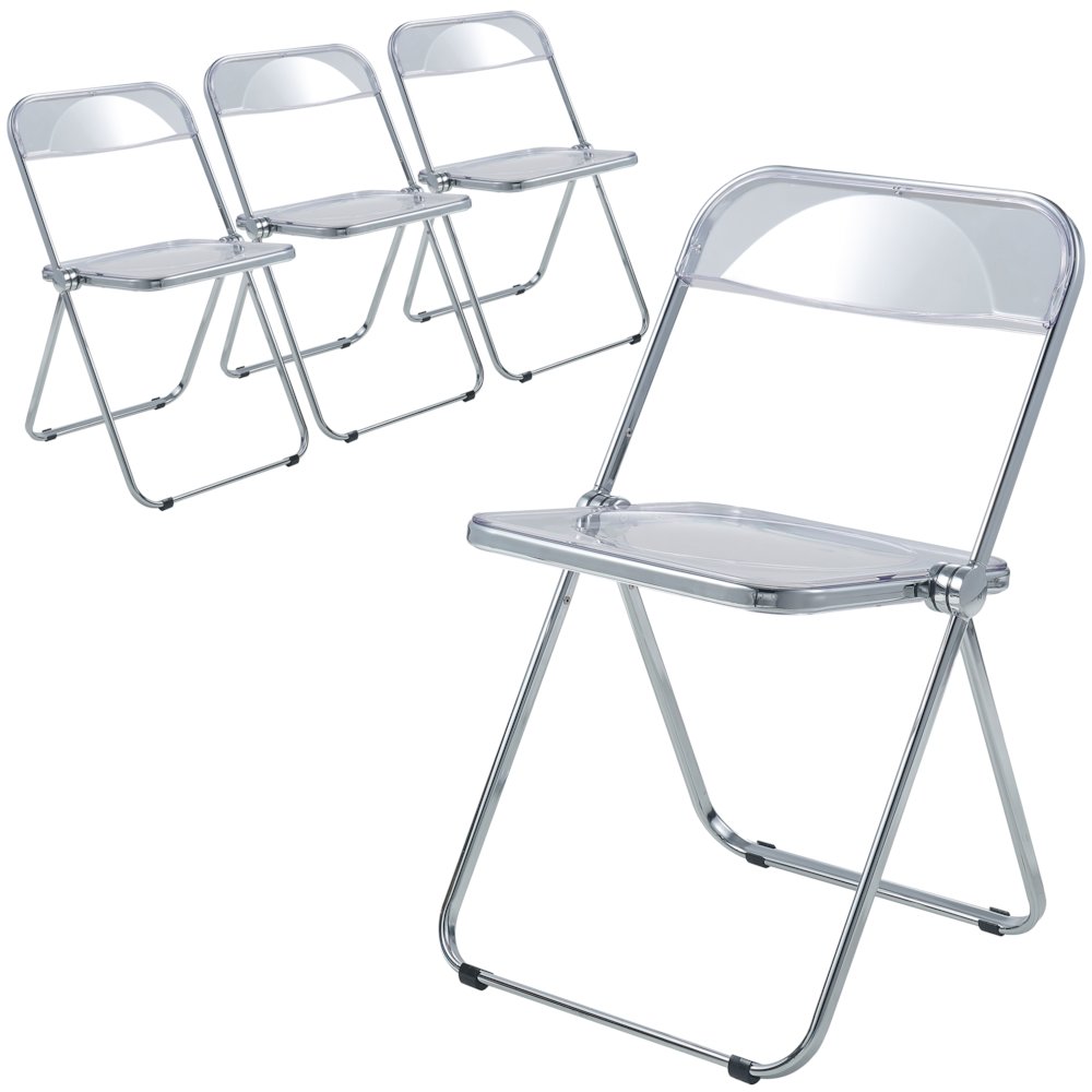 Lawrence Acrylic Folding Chair With Metal Frame, Set of 4. Picture 16