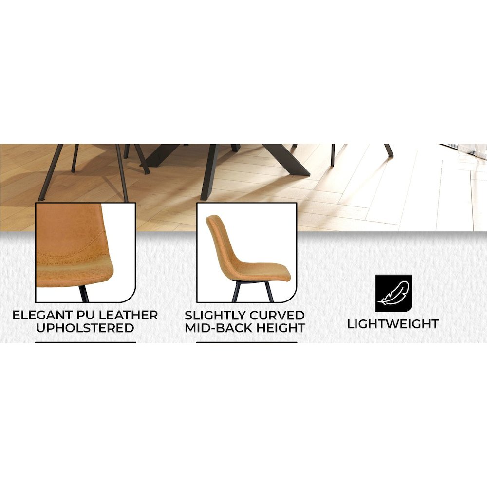 Markley Modern Leather Dining Chair With Metal Legs. Picture 37