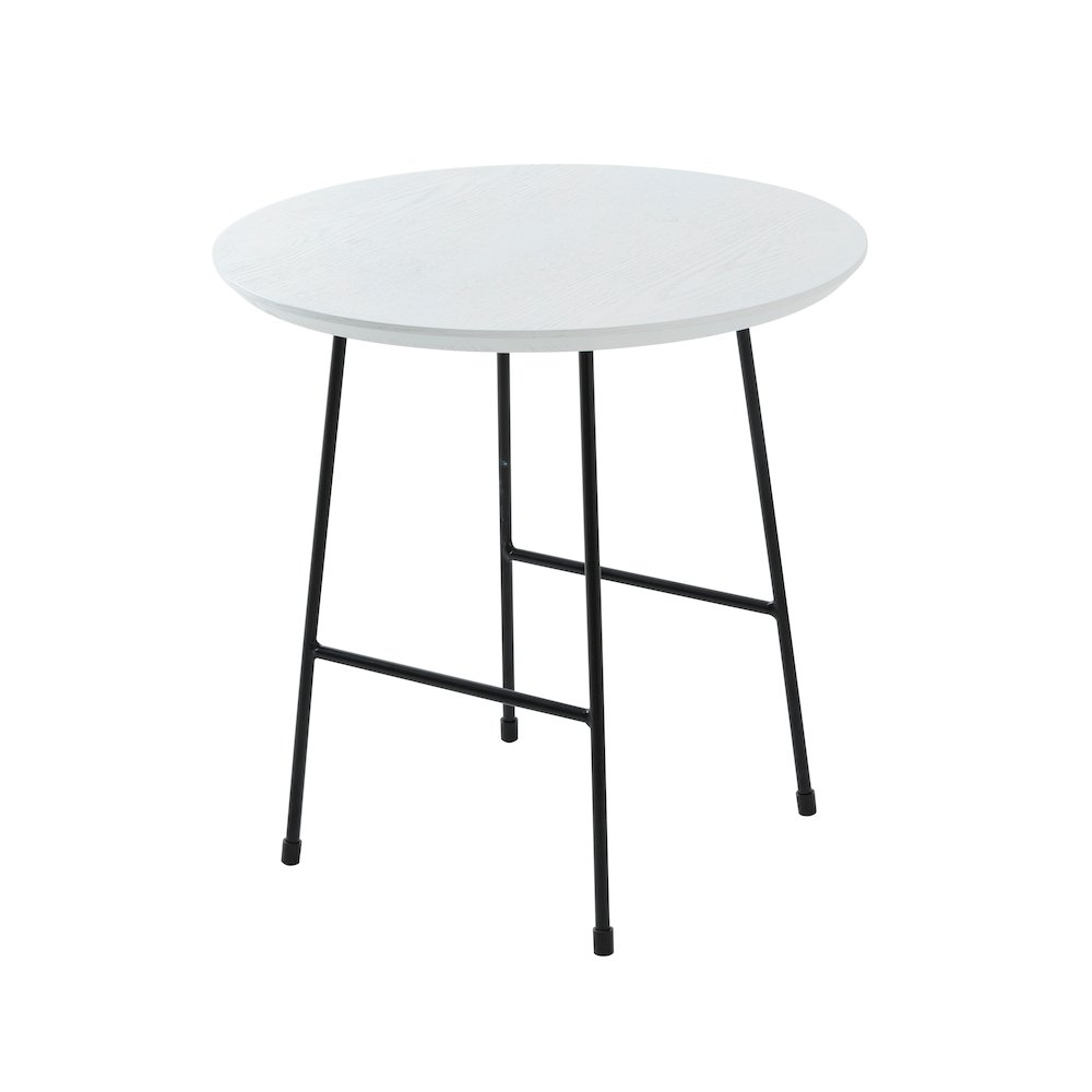 Rossmore Mid Century Modern Round Side Table With Black Steel Frame. Picture 14