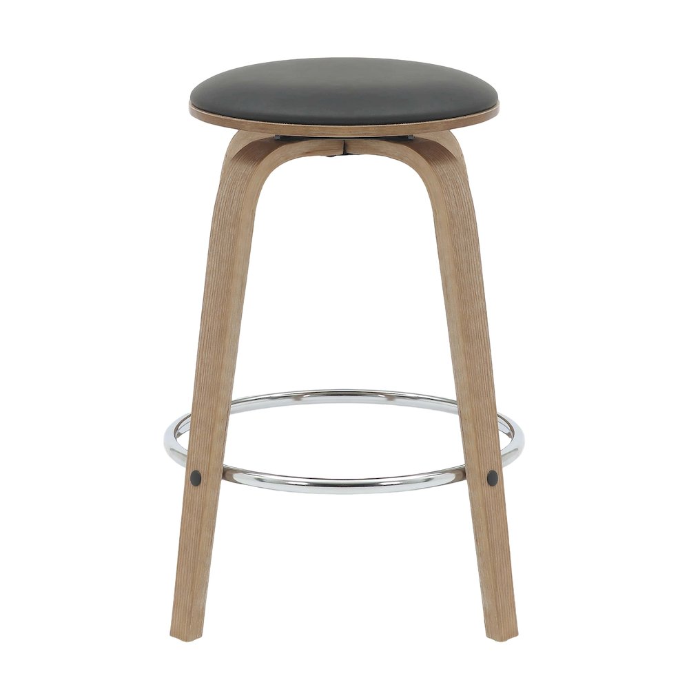 Wooden Counter Stool Pelya Collection Modern Style Washed Walnut color in Black. Picture 12