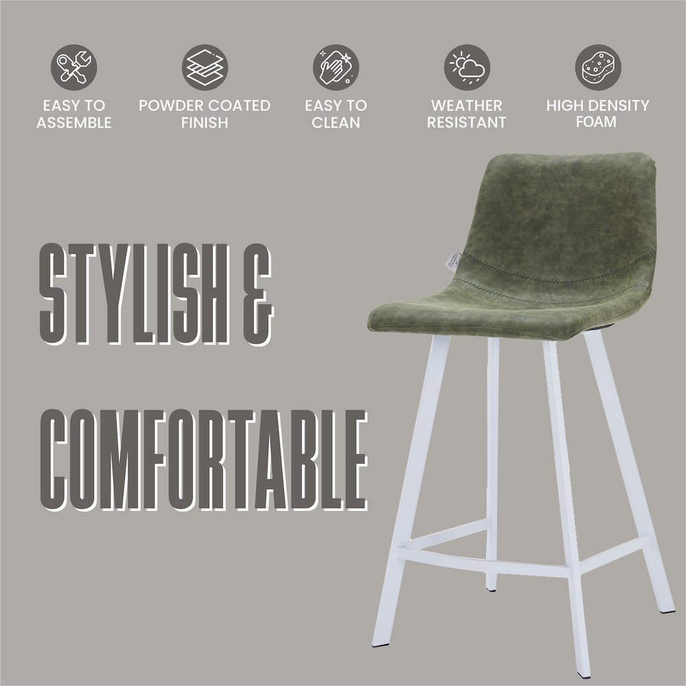 Elland - Counter stool - Olive Green- White Base. Picture 4