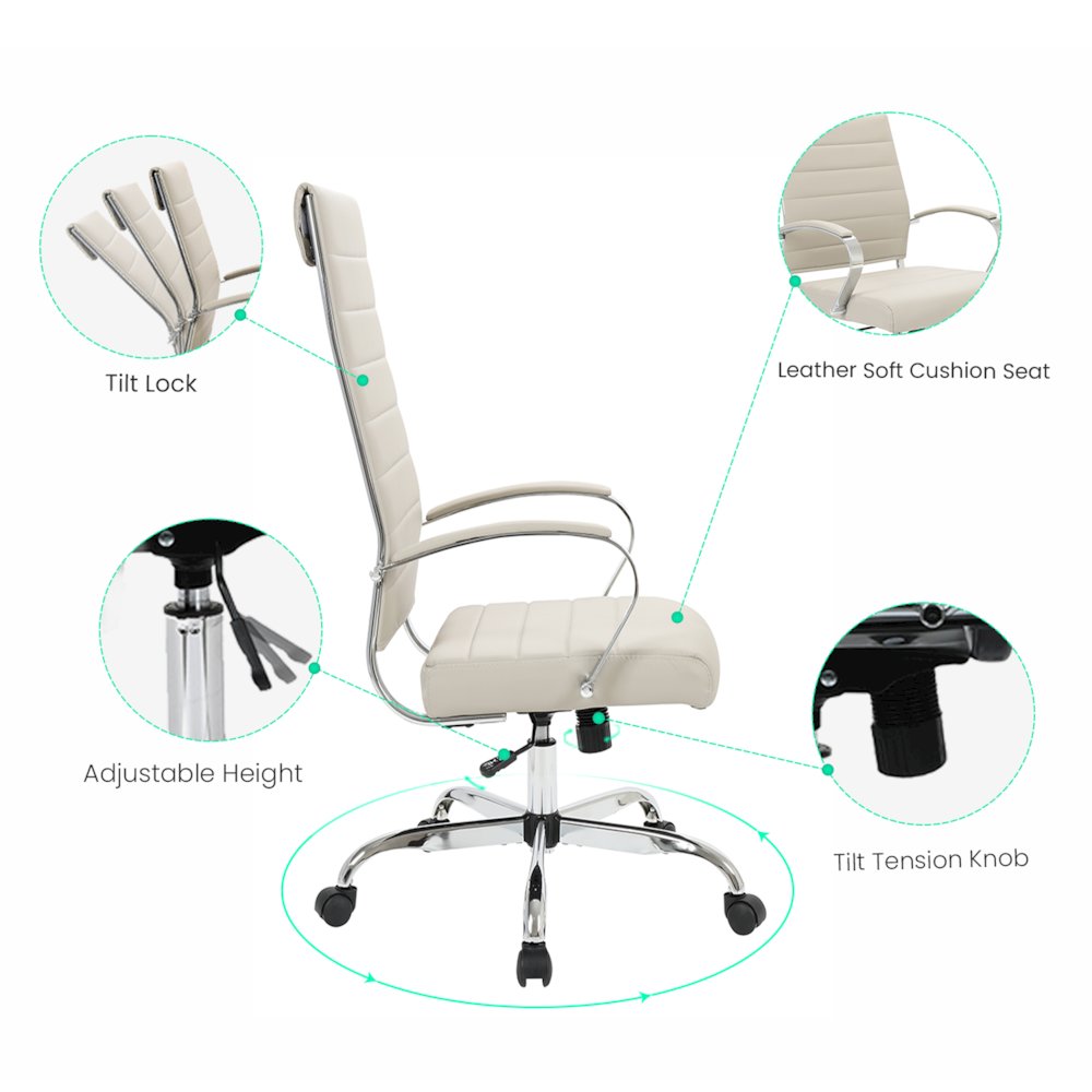 Benmar High-Back Leather Office Chair. Picture 8