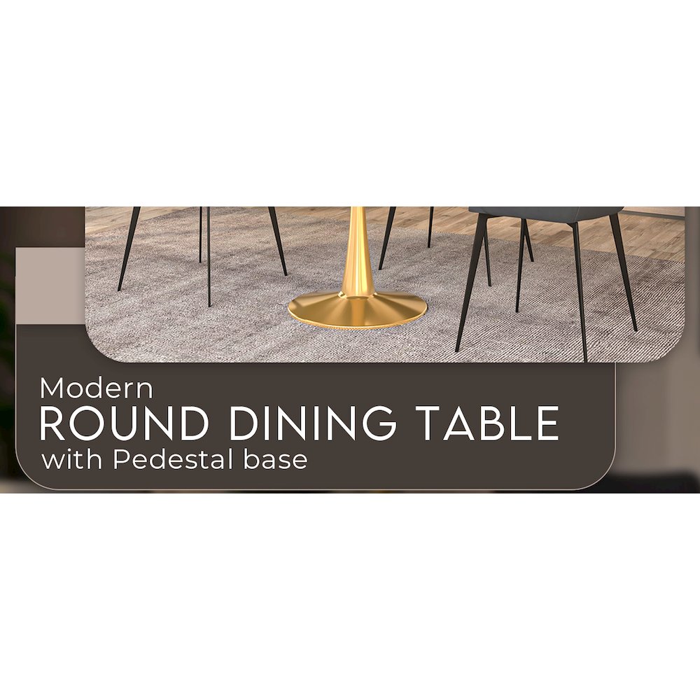 Bristol 40" round dining table Gold base with White Sintered stone Top. Picture 9