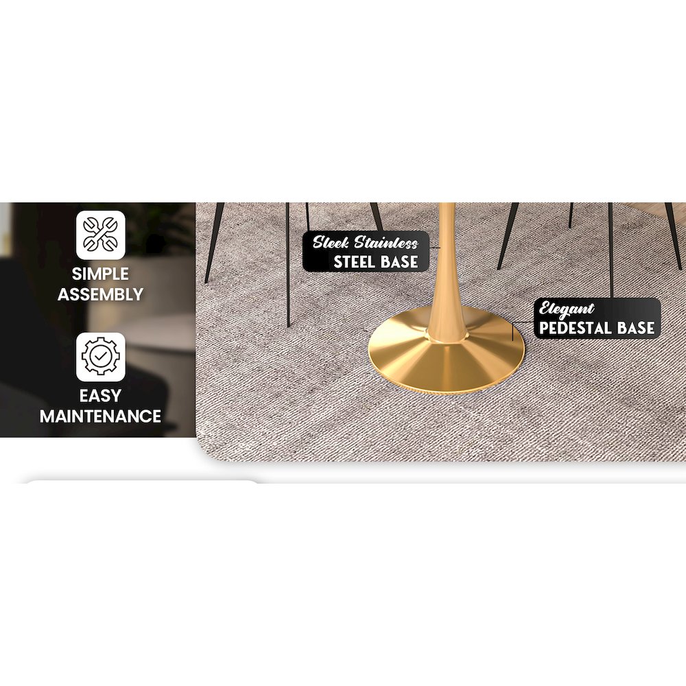 Bristol 31" round dining table Gold base with Black Sintered stone Top. Picture 18