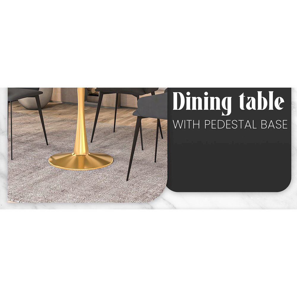 Bristol 35" round dining table Gold base with White Sintered stone Top. Picture 27