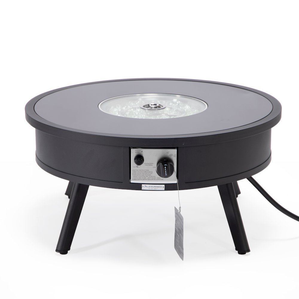Walbrooke Outdoor Patio Aluminum Round Fire Pit Side Table. Picture 6