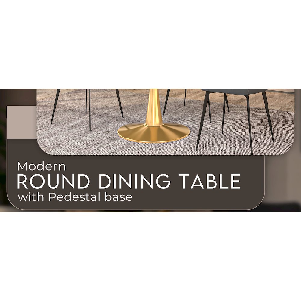 Bristol 40" round dining table Gold base with Black Sintered stone Top. Picture 28