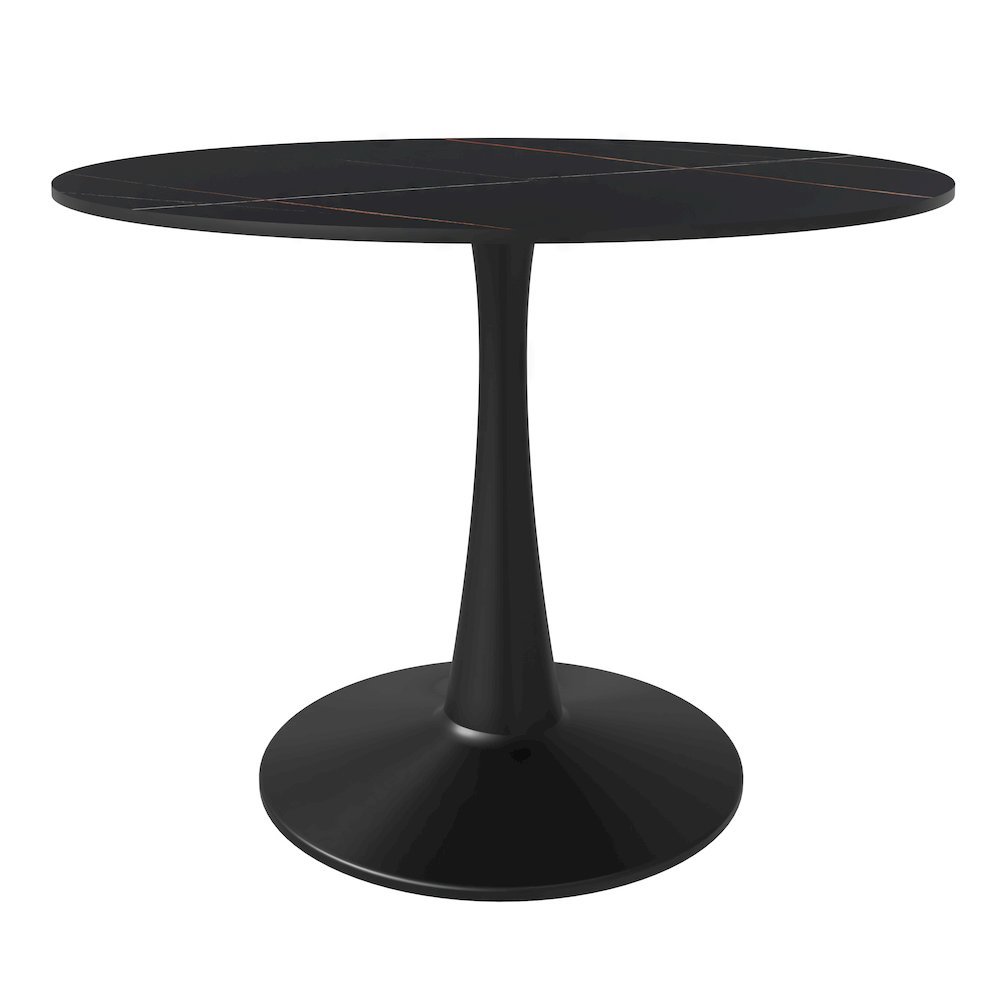 Bristol 40" round dining table Black base with Black Sintered stone Top. Picture 1