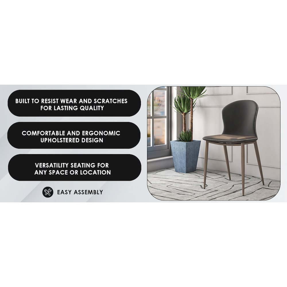 Mosaic Collection Modern Dining Chair in Charcoal Fabric - Set of 2. Picture 11